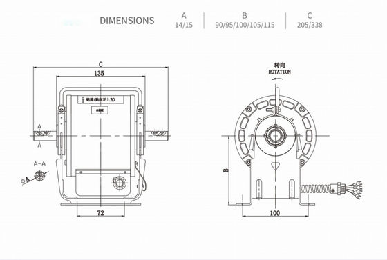 одиночная фаза вентиляторного двигателя 30w 120w 350w AC 110v 230v центральная для стандартного занавеса воздуха индустрии